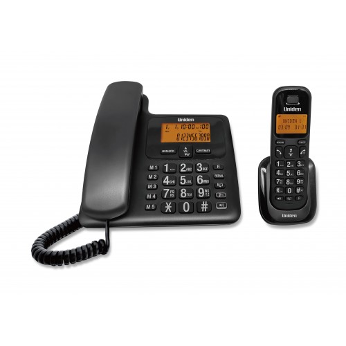 Uniden AT4505BK Cordless & Corded  Combo BLACK Big Display Big Keypad Speaker Telephone  - HK Excl
