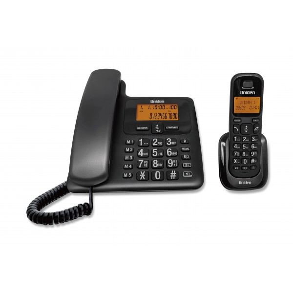 Uniden AT4505BK Cordless & Corded Combo BLACK Big Display Big Keypad Speaker Telephone - HK Excl Uniden AT4505BK Cordless & Corded Combo BLACK Big Display Big Keypad Speaker Telephone - HK Excl