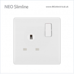 BRITISH GENERAL - BG Neo Slimline 13A Socket & Switched Single Pole 1 Gang PCWH21 HK dst BRITISH GENERAL - BG Neo Slimline 13A Socket & Switched Single Pole 1 Gang PCWH21 HK dst