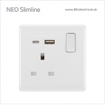 BRITISH GENERAL - BG Neo Slimline-13A Socket & Switched USB (C=18W + A=18W) Single Pole 1 Gang PCWH21UAC18 White HK dst BRITISH GENERAL - BG Neo Slimline-13A Socket & Switched USB (C=18W + A=18W) Single Pole 1 Gang PCWH21UAC18 White HK dst