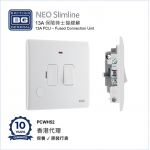 BRITISH GENERAL - BG Neo Slimline 13A Fused Connection Unit Switched LED Removable Flex Outlet PCWH52 HK dst BRITISH GENERAL - BG Neo Slimline 13A Fused Connection Unit Switched LED Removable Flex Outlet PCWH52 HK dst