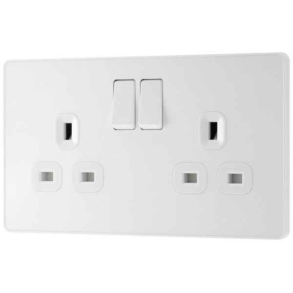 BG - British General Evolve PCDCL22W IP20 13A Socket with Switched 2G Pearlescent White
