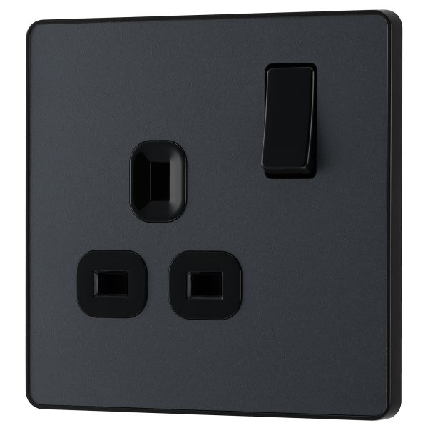 BG - British General Evolve PCDMG22B IP20 13A Socket with Switched 2G Matt Grey