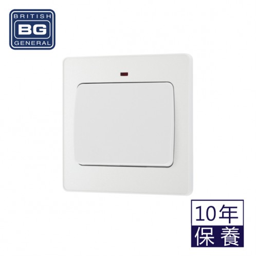 BG - British General Evolve PCDCL31WW 20A Double Pole Switch Wide Rocker Power Indicator Pearlescent White