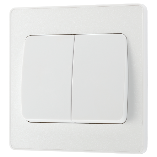 BG - British General Evolve PCDCL42WW IP20 20A 16AX Wide Rocker Light Switch 2G 2 Way Pearlescent White