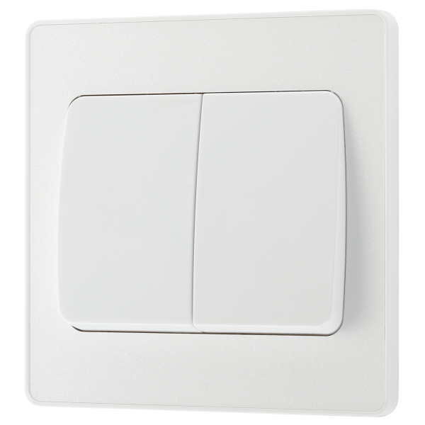 BG - British General Evolve PCDCL42WW IP20 20A 16AX Wide Rocker Light Switch 2G 2 Way Pearlescent White