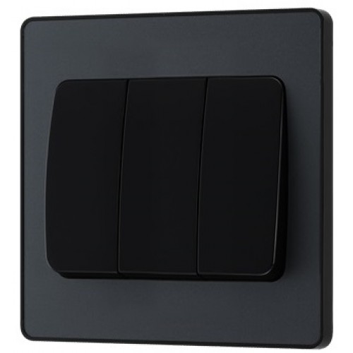 BG - British General Evolve PCDMG43WB IP20 20A 16AX Wide Rocker Light Switch 3G 2 Way Matt Grey