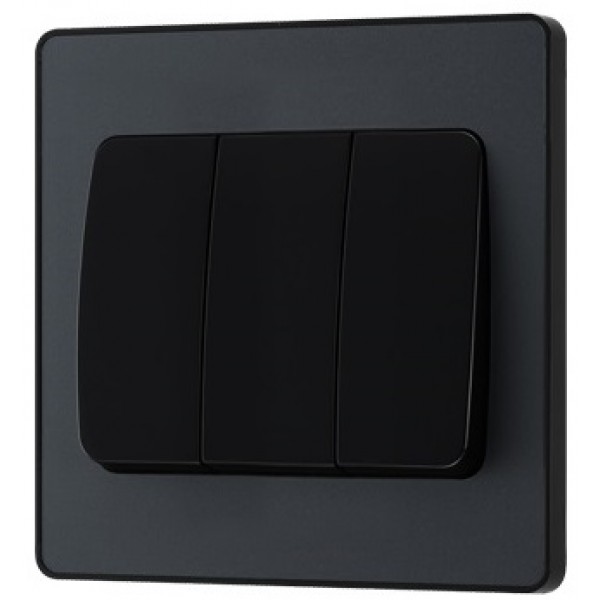 BG - British General Evolve PCDMG43WB IP20 20A 16AX Wide Rocker Light Switch 3G 2 Way Matt Grey