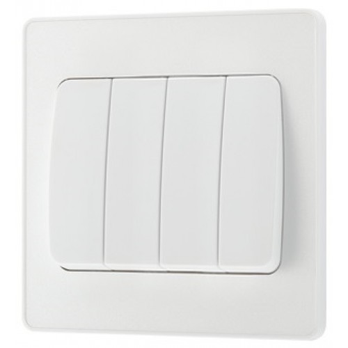 BG - British General Evolve PCDCL44WW IP20 20A 16AX Wide Rocker Light Switch 4G 2 Way Pearlescent White