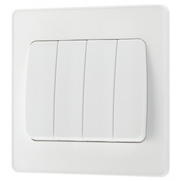 BG - British General Evolve PCDCL44WW IP20 20A 16AX Wide Rocker Light Switch 4G 2 Way Pearlescent White