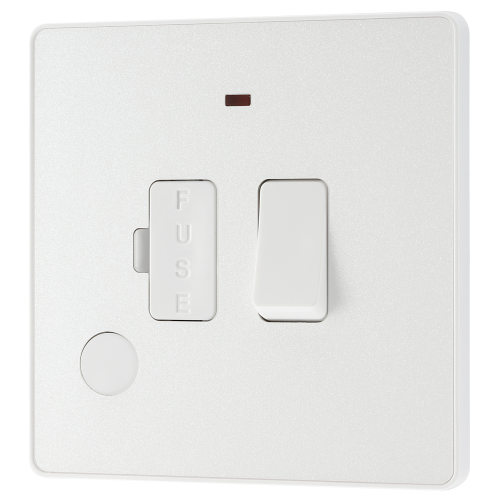 BG - British General Evolve PCDCL52W IP20 Switched With Fused/ LED/ Removable Wiring Hole 1G Pearlescent White