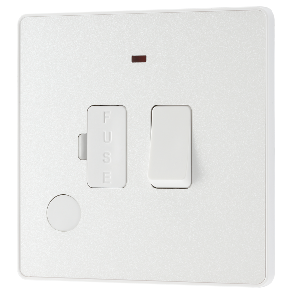 BG - British General Evolve PCDCL52W IP20 Switched With Fused/ LED/ Removable Wiring Hole 1G Pearlescent White