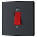 BG - British General Evolve PCDMG74B IP20 45A Double Pole Switch/ Power Indicator 1G Matt Grey