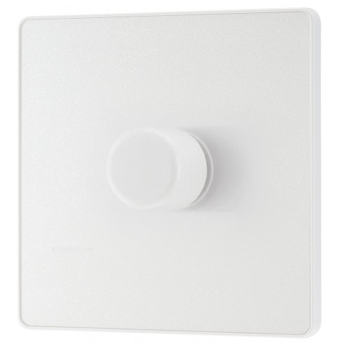 BG - British General Evolve PCDCL81W Single Trailing Edge Dimmer Switch 2 Way Puss On/ Off 1G Pearlescent White