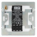 BG - British General Evolve PCDCL81W Single Trailing Edge Dimmer Switch 2 Way Puss On/ Off 1G Pearlescent White