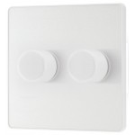 BG - British General Evolve PCDCL82W Trailing Edge Dimmer Switch 2 Way Puss On/ Off 2G Pearlescent White