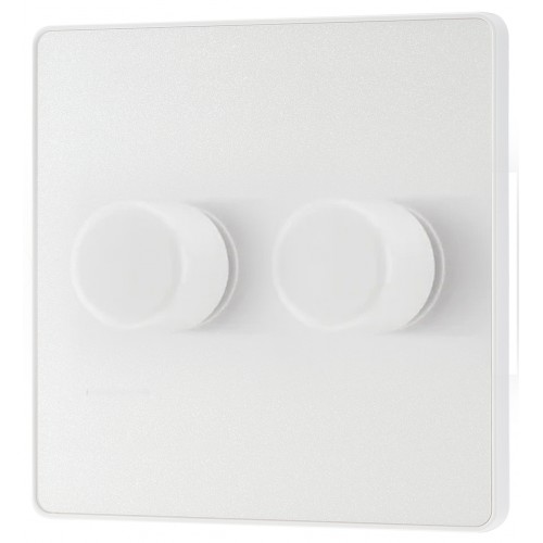 BG - British General Evolve PCDCL82W Trailing Edge Dimmer Switch 2 Way Puss On/ Off 2G Pearlescent White