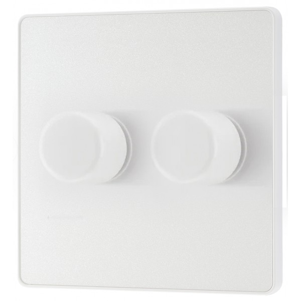BG - British General Evolve PCDCL82W Trailing Edge Dimmer Switch 2 Way Puss On/ Off 2G Pearlescent White