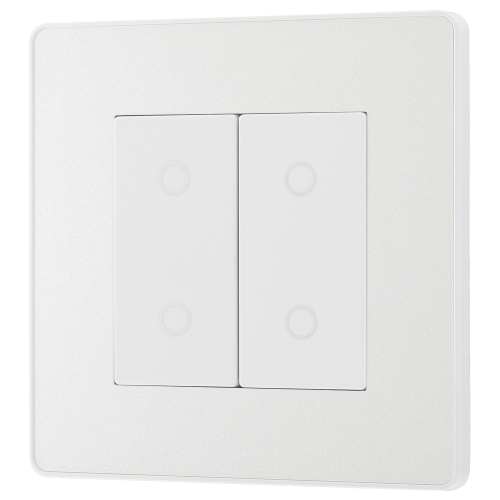 BG - British General Evolve PCDCLTDM2W Touch Dimmer 2Gang Pearlescent White