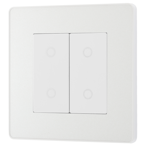 BG - British General Evolve PCDCLTDM2W Touch Dimmer 2Gang Pearlescent White