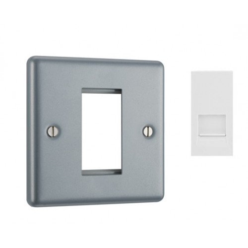 BG - British General EMRJ11W + MC5EMS1 Telephone Line System Components (For RJ11) White/ Silver Gray Metal