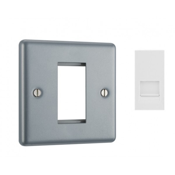 BG - British General EMRJ11W + MC5EMS1 Telephone Line System Components (For RJ11) White/ Silver Gray Metal