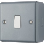 BG - British General Metal Clad MC512 IP20 20A 16AX Switch 1G 2 Way Silver Gray/ Metallic