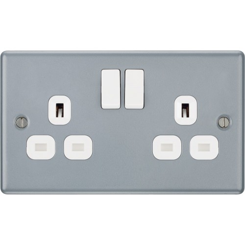 BG - British General Metal Clad MC522 IP20 13A Socket with Switch 2G 
