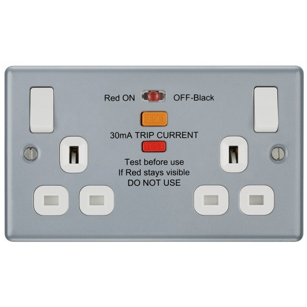BG - British General Metal Clad MC522RCD 13A RCD Protected Socket  2G 