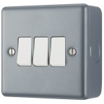 BG - British General Metal Clad MC543 IP20 20A 16AX Switch 3G 2 Way 