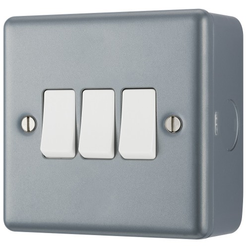 BG - British General Metal Clad MC543 IP20 20A 16AX Switch 3G 2 Way 