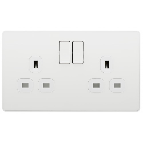 British General - Evolve 13 Amp Double Switch. Polished White PCDWH22W