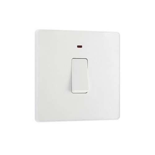 British General - Evolve 20A Double Pole Switch. Power Indicator. Polished White PCDWH31W