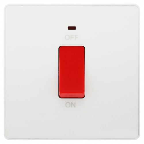 British General - Evolve 45A Double Pole Switch. Power Indicator. Polished White PCDWH74W