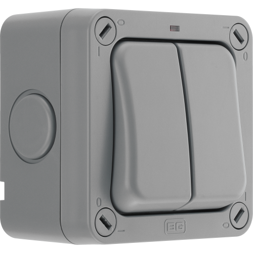 BG WP42 IP66 20AX Wide Rocker Double Switch/ 2 Way/ Neon Storm Weatherproof (2way / 1way Applicable)