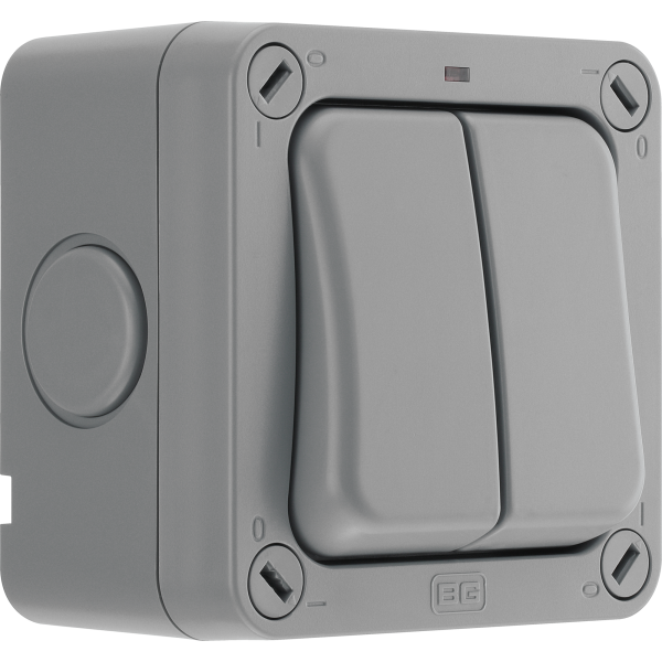 BG WP42 IP66 20AX Wide Rocker Double Switch/ 2 Way/ Neon Storm Weatherproof (2way / 1way Applicable)
