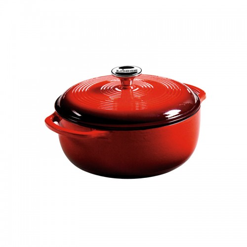 LODGE - Red Enameled Cast Iron Dutch Oven 4.5QT EC4D43