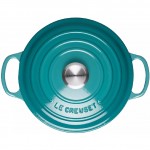 LE CREUSET - 24cm Round Casserole 4.2L Bleu Caraibes 21177241702430 LE CREUSET - 24cm Round Casserole 4.2L Bleu Caraibes 21177241702430