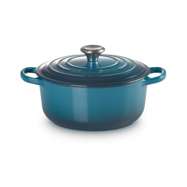 LE CREUSET - 24cm Round Casserole 4.2L Deep Teal 21177246422430 LE CREUSET - 24cm Round Casserole 4.2L Deep Teal 21177246422430