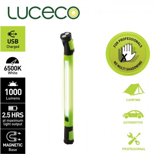 LUCECO - 10W LED USB – Type C Rechargeable High Output Inspection Torch Multiposition/ Inspection Work Lights/ Spotlight/ Tube Hook/ Magnetic Iron LILW100U65