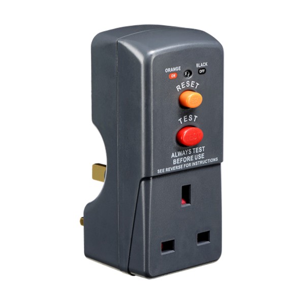 Masterplug - RCD SAFETY ADAPTOR 13A FUSED UK 3 PIN Gray Residual Current Device  ARCDKG-HF