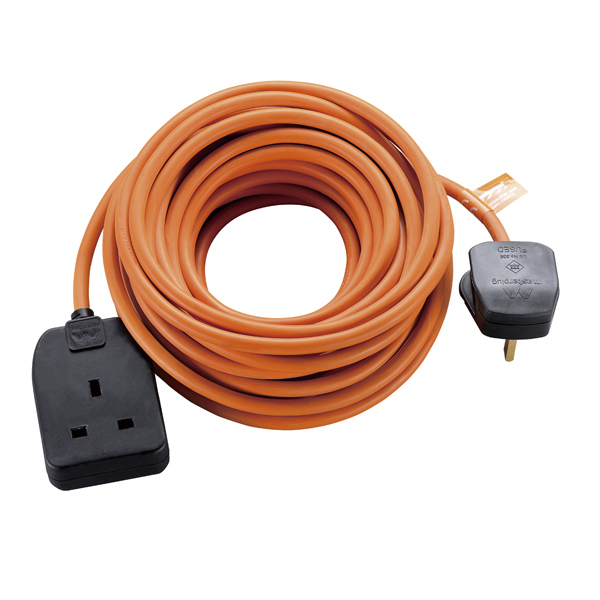 Masterplug BOG10O 10M 1 Socket Extension Lead Heavy Duty Orange Highly visible Cable