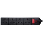 Masterplug ELS134B Trailing 4 Socket Permaplug 13A Heavy Duty Black