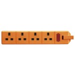 Masterplug ELS134O Trailing 4 Socket Permaplug 13A Heavy Duty Orange