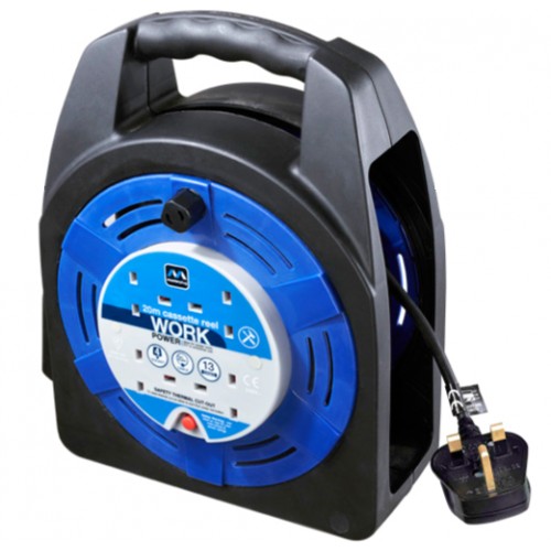 Masterplug HBT2013/4BL 20M Case Reel 4X 13A -  Blue & Black