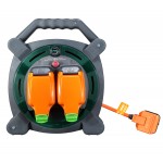 Masterplug HLP2013/2IP  20M Case Reel IP54 rated socket 2 X 13A -  Orange & Grey