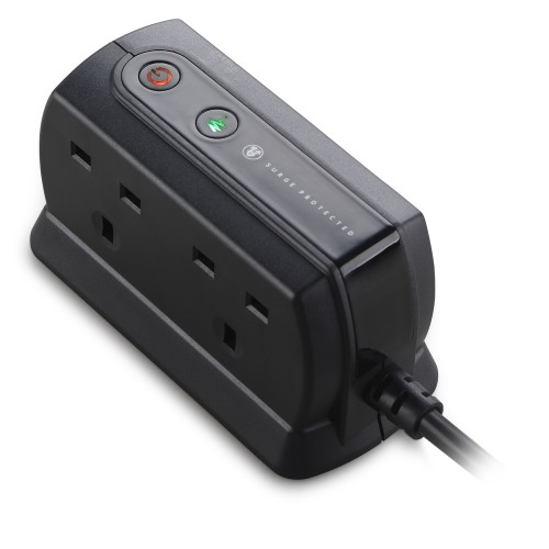 Masterplug SRGD42MB Surge Compact 4 Socket 2m Extension Lead 13A Matt Black 