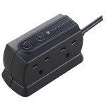 Masterplug SRGD42MB Surge Compact 4 Socket 2m Extension Lead 13A Matt Black 