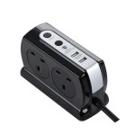 Masterplug SRGDSU42PB Surge Compact 2 USB X3.1A with 4 x13A 2M extension lead High gloss Black   