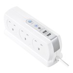 Masterplug SRGDSU63PW Surge Compact 2 USB X3.1A with 6 x13A 3M extension lead High gloss White 